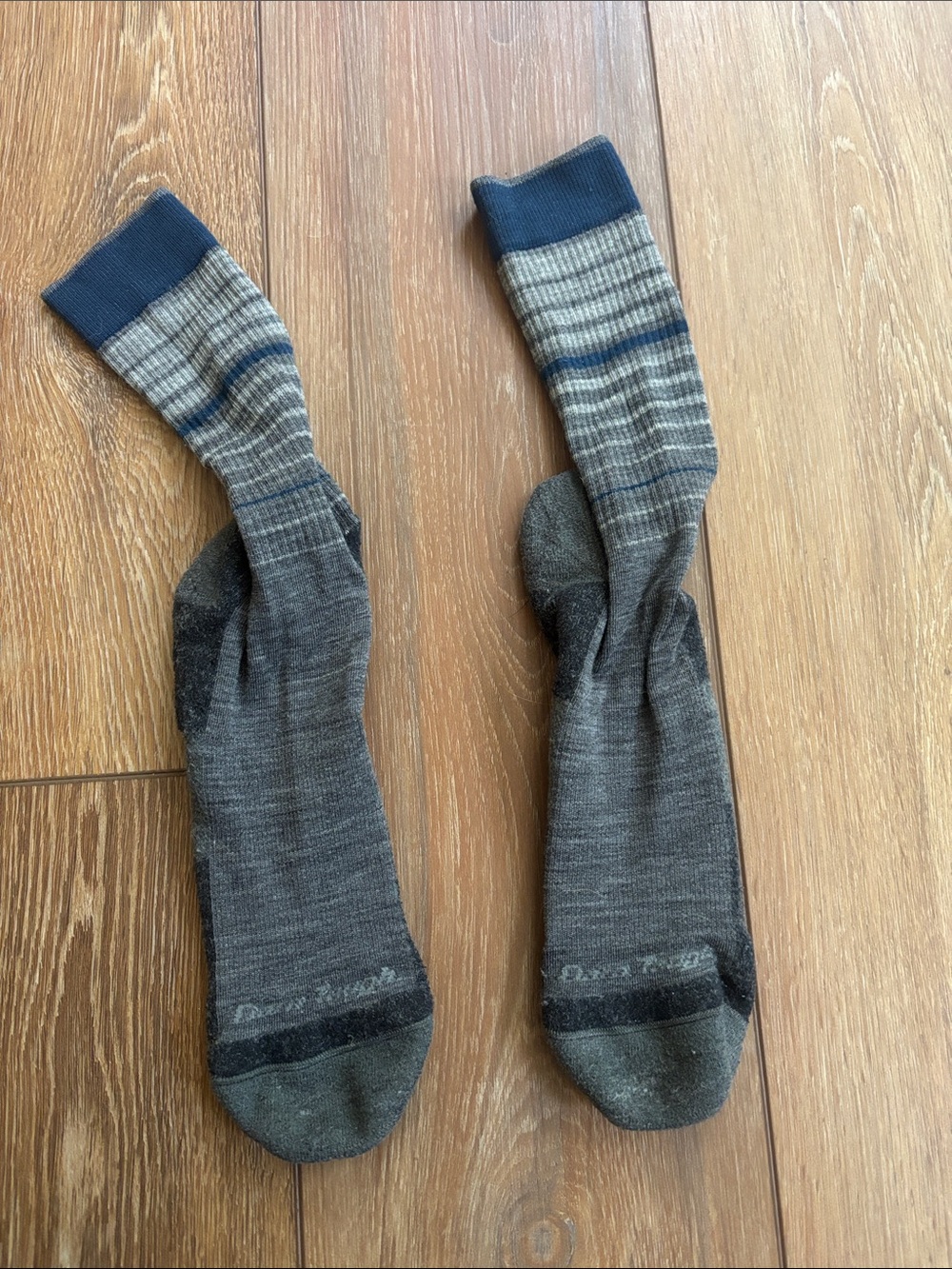 Darn Tough Men's Gray & Navy Performance Crew Socks